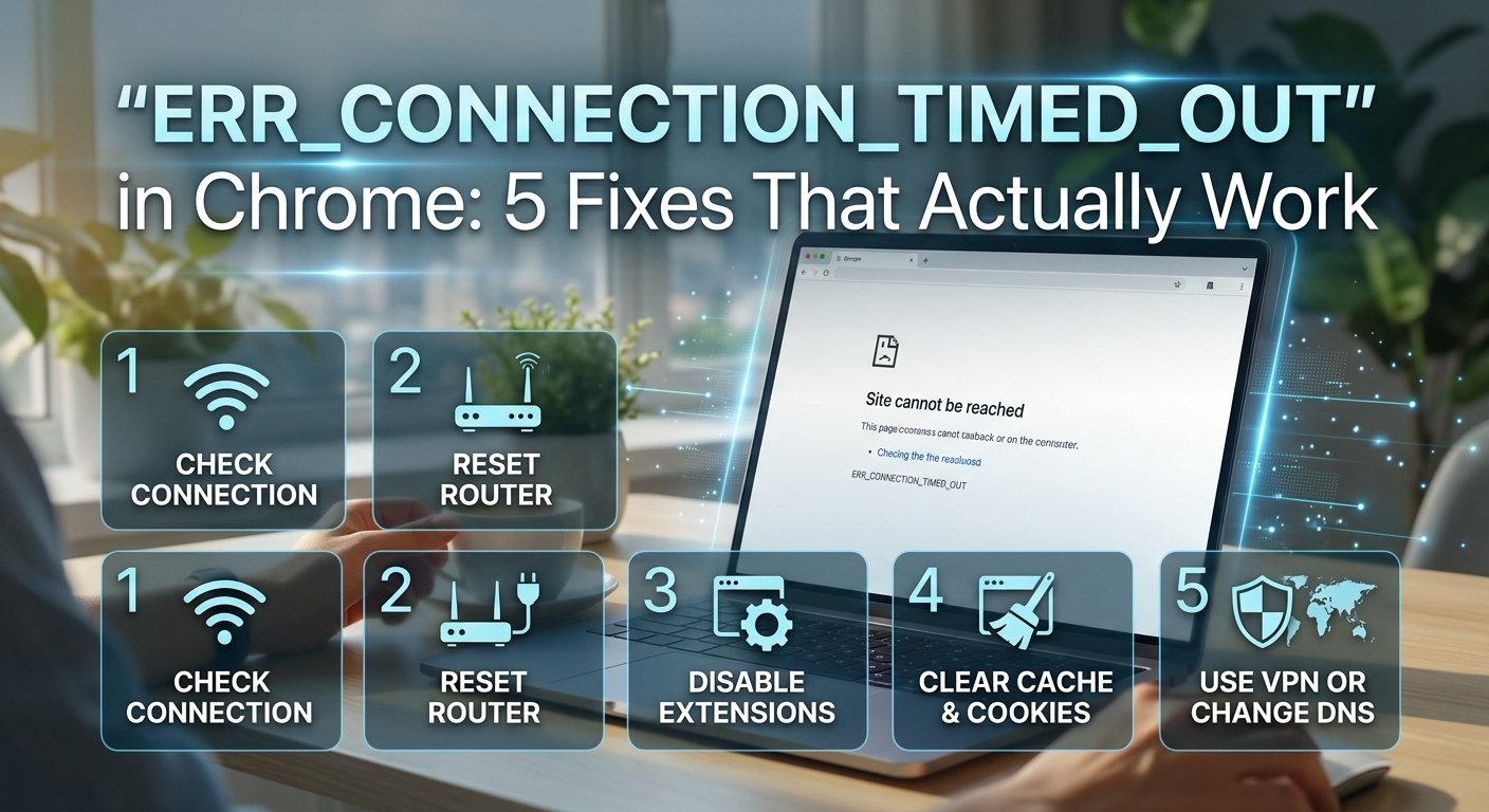 ERR_CONNECTION_TIMED_OUT Chrome error fix guide