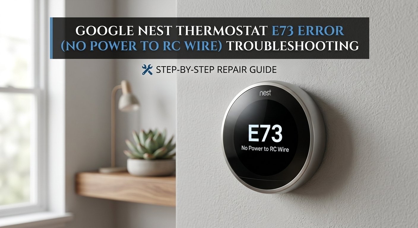 Google Nest thermostat showing E73 error No Power to RC Wire on wall