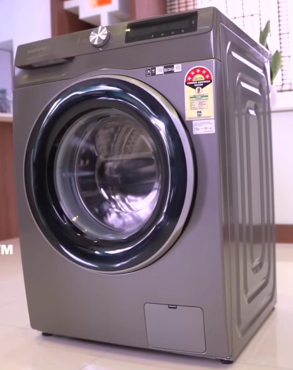 Samsung front-load washing machine showing digital control panel