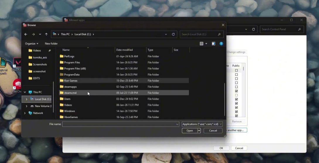 Windows file browser showing Local Disk C drive with Riot Games folder visible — navigating to Vanguard installation